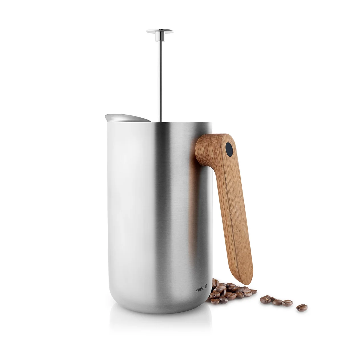 Pichet filtre-presse de cuisine nordique 1 l par Eva Solo en acier inoxydable / chêne