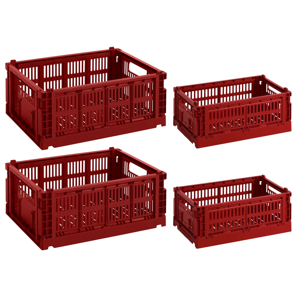 HAY - Panier Colour Crate 2x M + 2x S, bordeaux, recyclé (lot de 4)