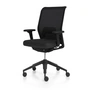 Vitra - ID Mesh , Plano nero / basic dark avec Flowmotion sans inclinaison vers l'avant, sans réglage de la profondeur d'assise, accoudoirs 2D (roulettes pour sols durs)