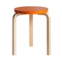 Artek - 60 Tabouret, laqué orange/ bouleau naturel