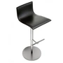 Lapalma - Thin Tabouret de bar S24 (H 52-77 cm), piétement inox / assise cuir noir