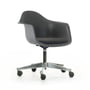 Vitra - Eames chaise à accoudoirs en plastique PACC, basalte, avec rembourrage Hopsak (gris foncé), roulettes pour sols durs