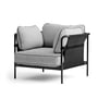 Hay - Fauteuil Can, noir / toile grise / surface 120 gris clair