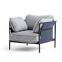 Hay - Fauteuil Can, noir / toile bleu / surface 120 gris clair