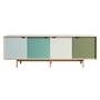 Andersen Furniture - Buffet S1, chêne savonné / portes Dali (bleu clair), Capri (turquoise), Alpino (blanc), Pale Olive (vert pâle)