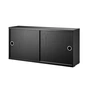String - Module d'armoire avec portes coulissantes 78 x 20 cm, frêne teinté noir