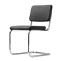 Thonet - S 32 PV chaise rembourrée, chrome / cuir Linea noir (622 Nero), coutures avec cuir synthétique noir