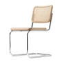 Thonet - S 32 V Chaise, chrome / hêtre naturel (TP 17) / cannage avec tissu de soutien en plastique