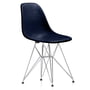 Vitra - Chaise d'appoint eames en fibre de verre dsr, chromée / eames bleu marine (patins en feutre de base foncé)