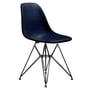 Vitra - Chaise d'appoint Eames en fibre de verre DSR, basic dark / Eames bleu marine (patins en feutre basic dark)