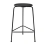 Fritz Hansen - High Dot Tabouret de bar H 65 cm, cuir noir / piètement noir