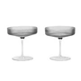 Ferm Living - Le verre Ripple Flûte à champagne (set de 2), smoked grey