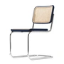 Thonet - S 32 V Chaise, chrome / hêtre bleu foncé (TP 259) / cannage avec tissu de soutien en plastique