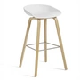HAY - About A Stool AAS 32 H 75 cm, chêne laqué / acier inoxydable / white 2. 0 (patins en feutre)