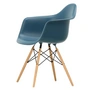 Vitra - Eames Plastic Armchair DAW RE, frêne couleur miel / bleu mer (patins en feutre blanc)