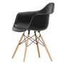 Vitra - Fauteuil en plastique Eames DAW, Frêne miel / noir foncé (feutre glider blanc)