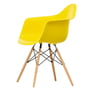 Vitra - Fauteuil en plastique Eames DAW, couleur miel de frêne / lumière du soleil (feutre planeur blanc)