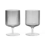 Ferm Living - Ripple Verre à vin, smoked grey (set de 2)