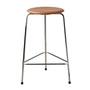 Fritz Hansen - Tabouret de bar High Dot H 65 cm, cuir noyer / piètement chromé