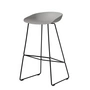 HAY - About A Stool AAS 38 Tabouret de bar H 85, noir / concrete grey 2. 0 (patins en plastique)