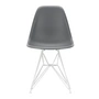 Vitra - Chaise latérale en plastique eames dsr, blanc / gris granit (patins en feutre blanc)