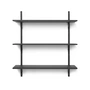 Ferm Living - Etagère murale secteur triple, 87 cm, noir cendre / noir laiton