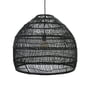 HKliving - Wicker Lampe suspendue M, Ø 60 x H 50 cm, noir