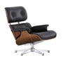 Vitra - Lounge Chair , poli, noyer noir pigmenté, cuir Premium F nero (classique)