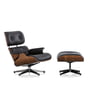 Vitra - Lounge Chair & Ottoman, poli / côtés noirs, noyer noir pigmenté, cuir Premium F nero (nouvelles dimensions)