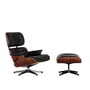 Vitra - Lounge Chair & Ottoman, poli / côtés noirs, palissandre de Santos, cuir Premium F nero (nouvelles dimensions)