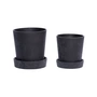 Hübsch Interior - Pot à plantes avec soucoupe, petit / noir (lot de 2)