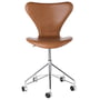 Fritz Hansen - Série 7 chaise de bureau entièrement rembourrée, chrome / Grace cuir noyer (roulettes freinées pour sols durs)
