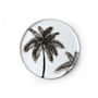 HKliving - Bold & Basic Assiette en céramique, Ø 22 cm, blanc / motif palmier