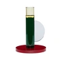 Hübsch Interior - Bougeoir en cristal, rouge foncé / vert