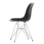 Vitra - Chaise d'appoint Eames en plastique DSR avec coussin d'assise, chrome / noir profond (patins en feutre de base foncé)