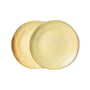 HKliving - Bold & Basic Assiette en céramique, Ø 21.5 cm, jaune / brun (lot de 2)