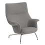 Muuto - Doze Lounge Chair, piètement chrome / housse grise (Re-Wool 128)