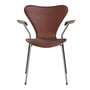 Fritz Hansen - Série 7 fauteuil, rembourrage frontal, chrome / noyer naturel / cuir Grace marron