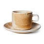 HKliving - Chef Ceramics Tasse avec soucoupe, 220 ml, rustic cream / brown