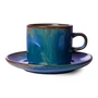 HKliving - Chef Ceramics Tasse avec soucoupe, 220 ml, rustic blue