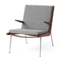 & Tradition - Boomerang HM2 Loungechair, structure noyer huilé / pieds inox, gris (Hallingdal 130)