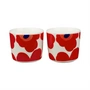 Marimekko - Oiva Unikko Gobelet (set de 2), 200 ml, blanc / rouge