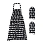 Marimekko - Räsymatto Tablier avec 2 x gants de four, blanc / noir (3pcs)