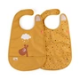 Done by Deer - Bavoir avec velcro Raffi, jaune moutarde (lot de 2)