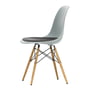 Vitra - Eames Plastic Side Chair DSW avec assise rembourrée, frêne couleur miel / gris clair (patins en feutre basic dark)