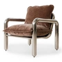 HKliving - Chrom - Fauteuil lounge, marron velours