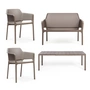 Nardi - Rio Alu Table à rallonges 140 + Net Banc + 2x Net Chaise avec accoudoirs, tortora