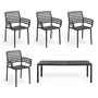 Nardi - Doga Chaise avec accoudoirs (4x) + table à rallonge Rio Alu 140, anthracite