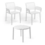 Nardi - Doga Chaise avec accoudoirs (2x) + Doga Table d'appoint, Ø 50 cm, blanc