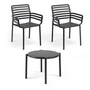 Nardi - Doga Chaise avec accoudoirs (2x) + Doga Table d'appoint, Ø 50 cm, anthracite